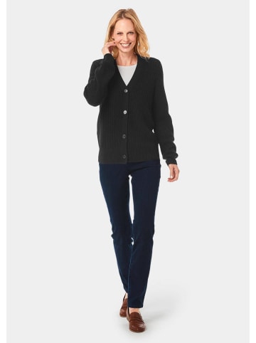 GOLDNER Elegante Strickjacke mit V-Ausschnitt in schwarz