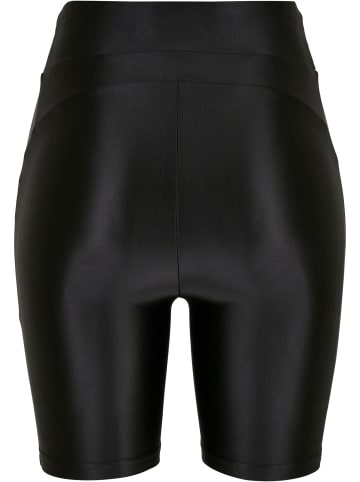 Urban Classics Urban Classics Damen Ladies Highwaist Shiny Metallic Cycle Shorts in black