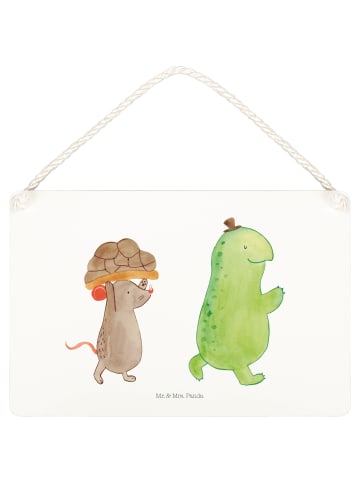 Mr. & Mrs. Panda Schild Schildkröte Maus ohne Spruch in Weiß
