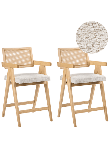 Beliani 2-tlg Barhocker AVA in Beige/Braun