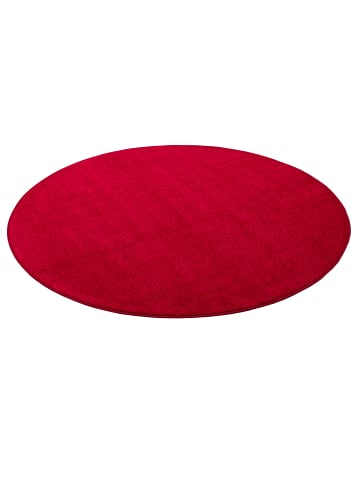 Snapstyle Hochflor Velours Teppich Luna Rund in Rot