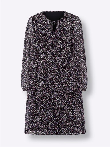 Heine Blumenkleid in schwarz-violett-bedruckt