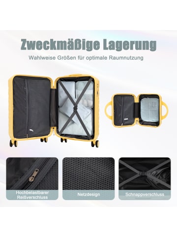 ABRIHOME Kofferset Hartschale mit Kosmetiktasche in Gelb