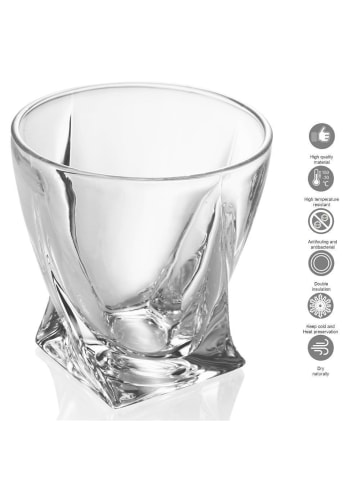 Intirilife Whisky Glas 'TWISTED' - Whiskey Kristallglas in Kristall Klar