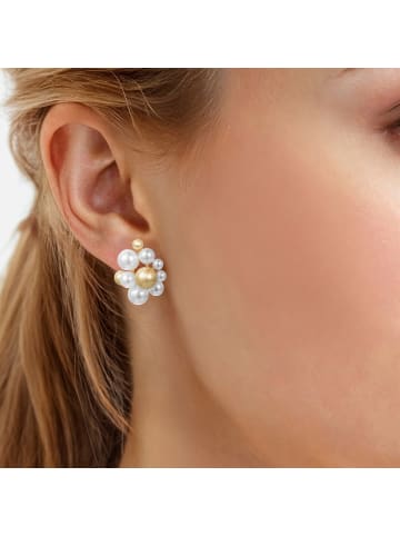 Lulu & Jane Ohrringe aus Metall-Legierung mit Perle (synth.) in weiß