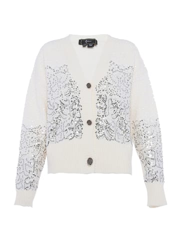 faina Damen Strickjacke Mit Pailletten in WOLLWEISS