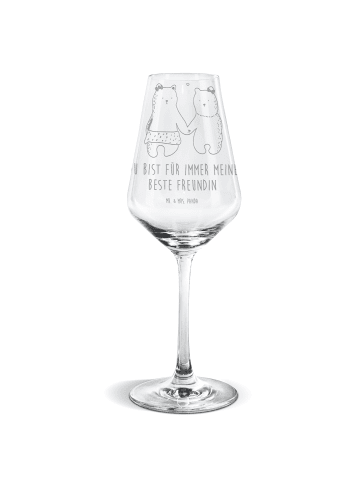 Mr. & Mrs. Panda Gravur Glas Bär Freundin mit Spruch in Transparent