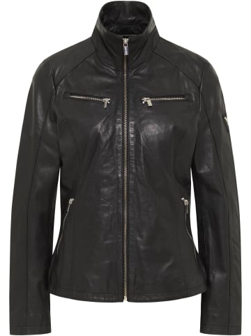 Carlo Colucci Lederjacke Basic in Schwarz