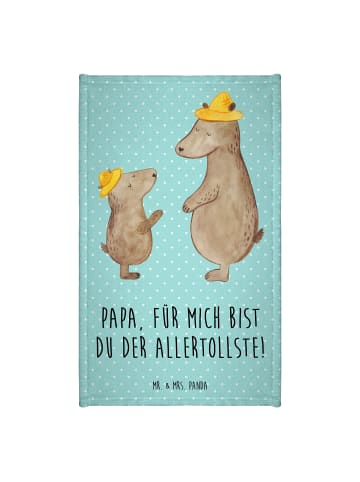 Mr. & Mrs. Panda Handtuch Bären mit Hut mit Spruch in Türkis Pastell