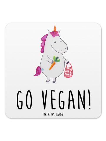 Mr. & Mrs. Panda Untersetzer für Gläser Einhorn Vegan mit Spruch in Weiß