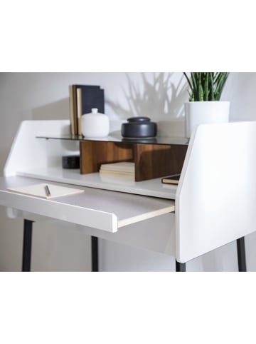 home24 Sekretär Noora in Weiß / Schwarz