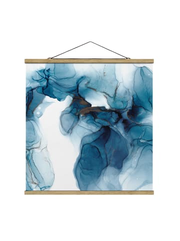 WALLART Stoffbild mit Posterleisten - Evolution Blau und Gold in Blau