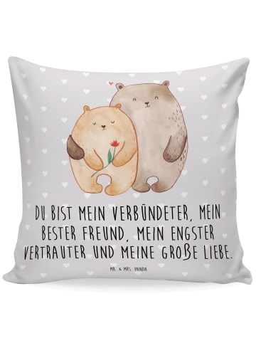 Mr. & Mrs. Panda Dekokissen Bären Liebe mit Spruch in Grau Pastell