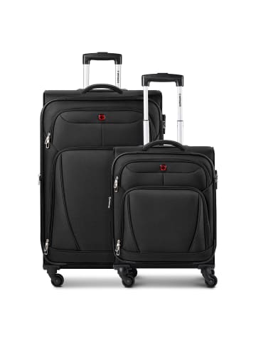 Wenger Beaumont 4-Rollen Kofferset S+L mit Dehnfalte black