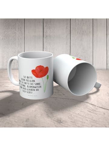 Mr. & Mrs. Panda Kunststoffbecher Blume Mohnblume mit Spruch in Weiß