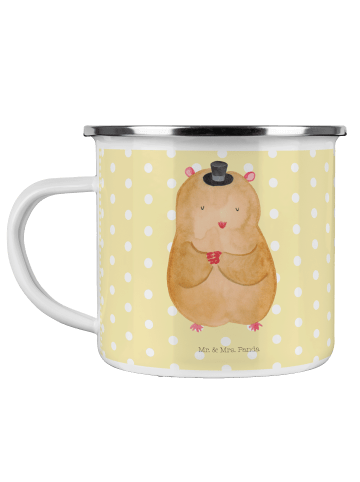 Mr. & Mrs. Panda Camping Emaille Tasse Hamster Hut ohne Spruch in Gelb Pastell