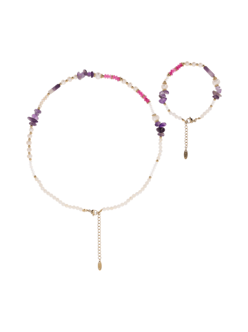 usha FESTIVAL Women Jewelry Set With Necklace And Bracelet in Violet Multicolor White