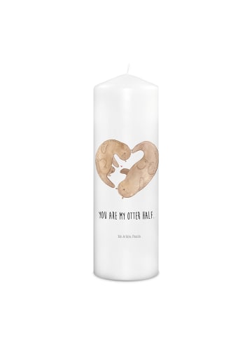 Mr. & Mrs. Panda Weihnachtskerze Otter Herz mit Spruch in Weiß