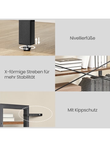 VASAGLE Bücherregal Barnet in Vintagebraun-Schwarz - (B)78 x (H)152.5 x (T)30 cm