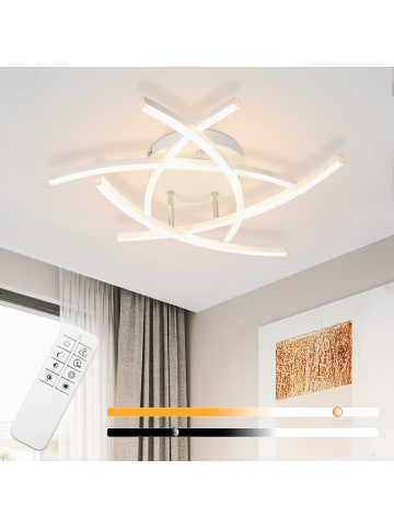 ZMH Deckenleuchte LED in weiß 3000-6500K dimmbar Moderne Wohnzimmerlampe Metall 32W