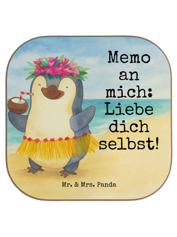 Mr. & Mrs. Panda Untersetzer Glas Pinguin Kokosnuss Design mit S... in Weiß