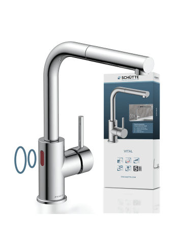 Franz Joseph Schütte VITAL Sensor-Spültischarmatur, Chrom, mit herausziehbarem Auslauf
