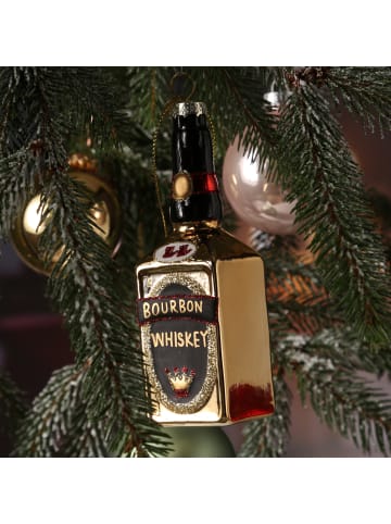 MARELIDA Weihnachtsbaumschmuck BOURBON WHISKEY Flasche H: 14,2cm in gold