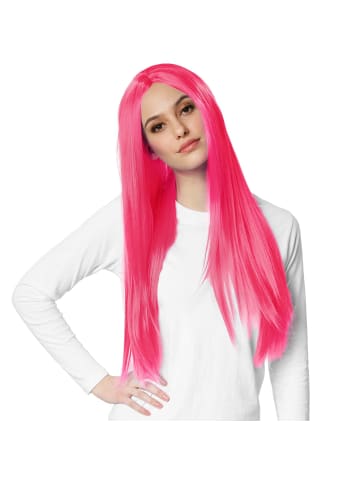 tectake Langhaarperücke mit glattem Haar, pink