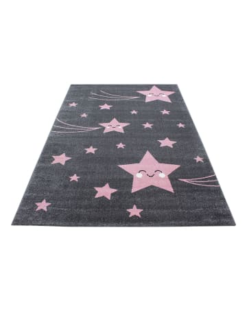 KADIMA DESIGN Teppich Kinder Sterne Polypropylen saugroboter Kurzflor Kinderzimmer in Pink
