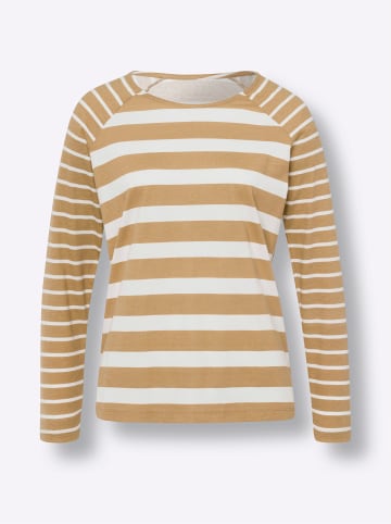Sieh an! Streifenshirt in camel-ecru-geringelt