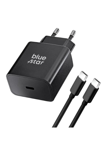 BlueStar Reiseladegerät Typ C + Kabel Typ C auf Typ C PD QC4.0 3A 25W in Schwarz
