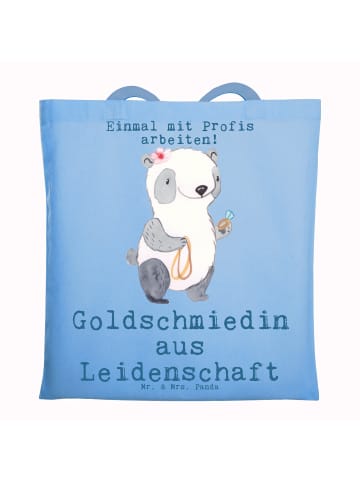 Mr. & Mrs. Panda Tote Bag Goldschmiedin Leidenschaft mit Spruch in Sky Blue