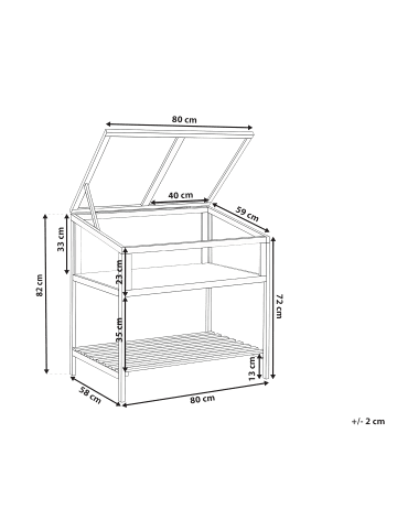 Beliani Balkongewächshaus ARANOVA in Braun/Transparent - (W) 80 x (H) 82 x (L) 58 cm