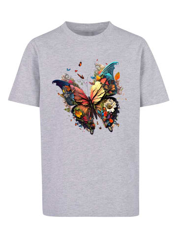 F4NT4STIC T-Shirt Schmetterling Bunt in grau meliert