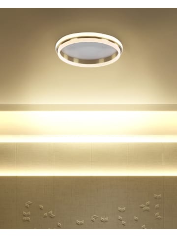 Beliani Deckenleuchten TAPING in Weiß/Gold - (W) 64 x (H) 7 x (L) 64 cm