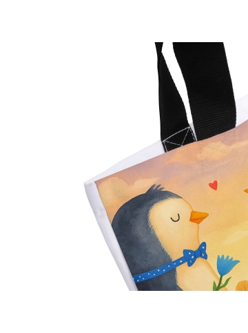 Mr. & Mrs. Panda Henkeltasche Pinguin Pärchen Design mit Spruch in Weiß