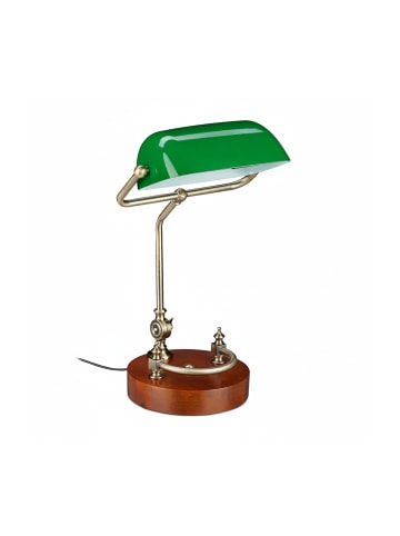 relaxdays Bankerlampe in Grün/ Braun - (B)26 x (H)42 x (T)25 cm