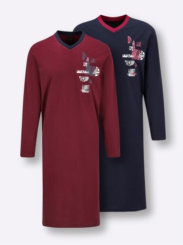 WITT WEIDEN Nachthemden in dunkelrot-bedruckt + marine-bedruckt