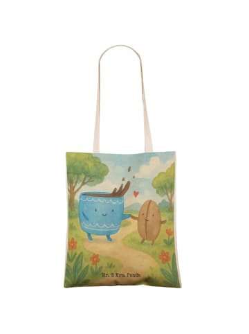 Mr. & Mrs. Panda Tote Bag Kaffee Bohne Design ohne Spruch in Weiß