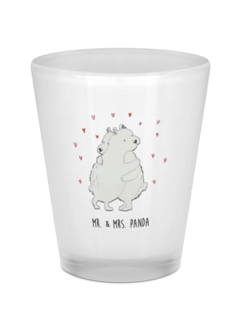 Mr. & Mrs. Panda Schnapsglas Eisbär Umarmen ohne Spruch in Transparent
