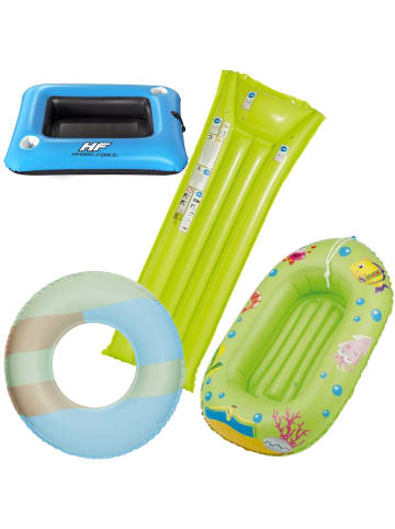 Happy People Kinderbade-Set (Schwimmring, Boot, Luftmatratze) + Cooler Float in mehrfarbig