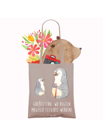 Mr. & Mrs. Panda Einkaufstasche Großeltern Magie mit Spruch in Braun Pastell