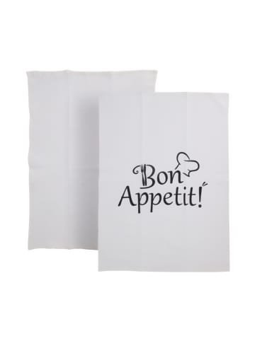 Home&Styling Collection Baumwolltücher mit Aufdruck, 2er-Set in Weiß, (B) 45 x (L) 70 cm