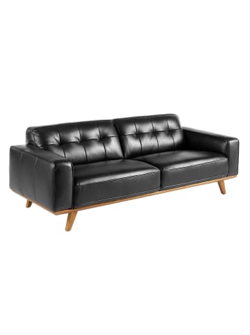Angel Cerdá Chesterfield-Sofa 6031 in Walnussfurnier/Schwarz – (B)227 x (T)95 x (H)78 cm