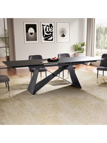 KADIMA DESIGN Esszimmertisch 180 - 260 cm Ausziehbar Keramik Glas , in Schwarz