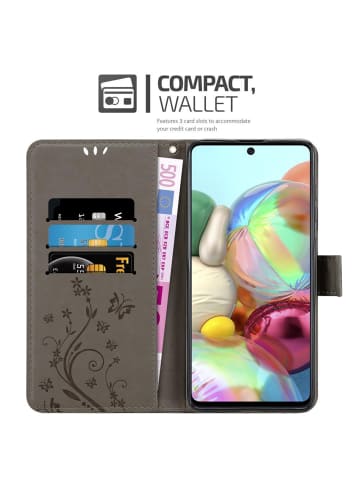 cadorabo Hülle für Samsung Galaxy A71 4G Blumen Design in FLORAL GRAU