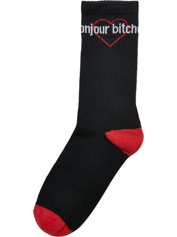 Mister Tee Mister Tee Unisex Bonjour Bitches Socks 3-Pack in black/white/red