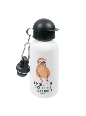 Mr. & Mrs. Panda Kindertrinkflasche Faultier Zufrieden mit Spruch in Weiß