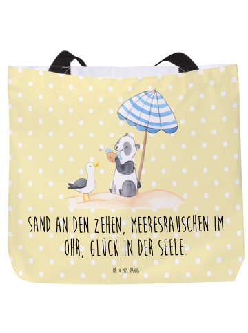 Mr. & Mrs. Panda Einkaufstasche Sommer Meer Glück mit Spruch in Gelb Pastell