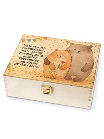 Mr. & Mrs. Panda Teedose Holz Bären Liebe Design mit Spruch in Weiß